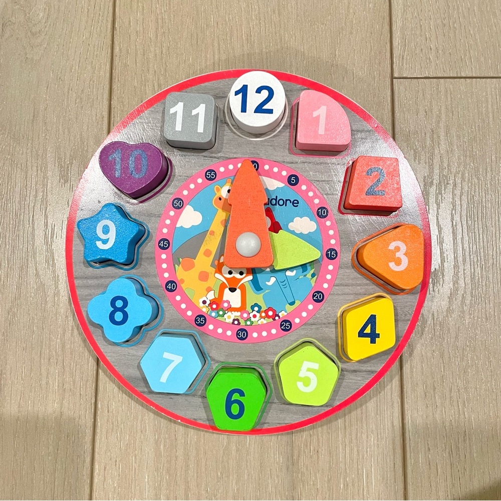 Jadore Wooden Shape Sorting Clock - Educational Toy - Gently Used
